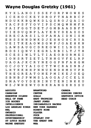 Wayne Gretzky Word Search