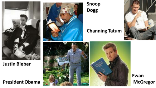 Famous Readers display - Various celebrities share their favourite books