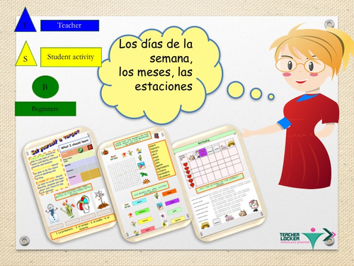 Spanish days months and seasons lesson + activities / Dias and meses y los estaciones