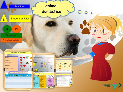 Spanish pets lesson with student booklet / Los animales