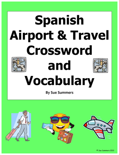Spanish Airport / Travel Crossword and Word List - Substitute Lesson