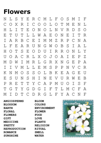 Flowers Word Search