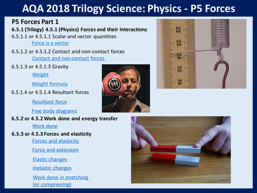 new 2018 AQA GCSE P5 Forces, Physics for Trilogy Science