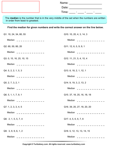 3 worksheets, MEAN, MEDIAN AND MODE