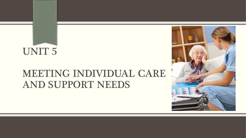 NEW Spec 2016  Level 3 Unit 5  Meeting Individual Care and support needs (first Task on Assignment)