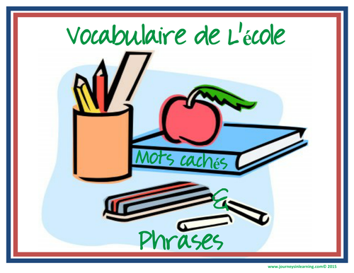 Vocabulaire de L'école-Mots Cachés-Phrases
