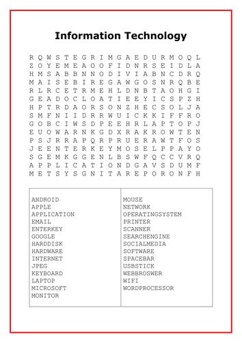 Information Technology Wordsearch