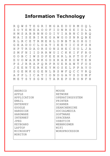 worksheet body english Teaching by    Information  Technology  Wordsearch Rachel