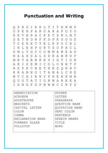 grade free on for punctuation 1 worksheet Punctuation by Teaching and     Writing Rachel  Wordsearch