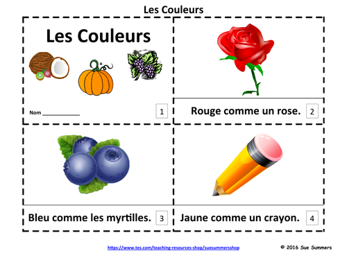French Colors 2 Emergent Reader Booklets - Les Couleurs