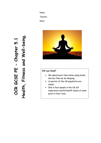 Chapter 5.1 Health, Fitness and Well-being (OCR GCSE PE 2016 Specification) REVISION RESOURCE