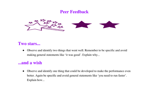 KS3 PE Peer feedback card