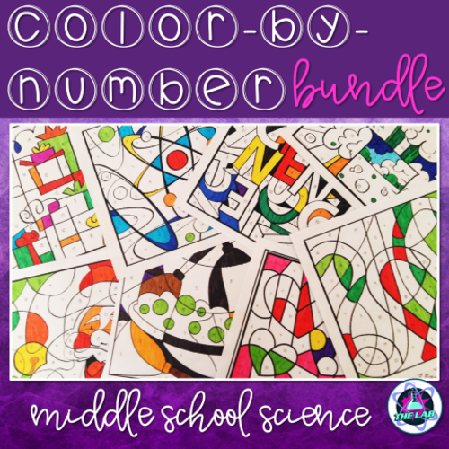 Middle School Science Color-by-Number Growing Bundle