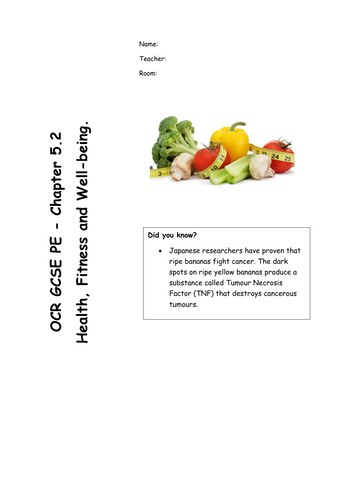 Chapter 5.2 Diet and Nutrition (OCR GCSE PE 2016 specification) REVISION RESOURCE