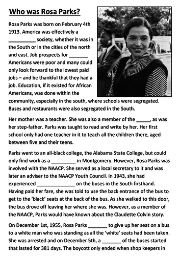 Who was Rosa Parks cloze activity