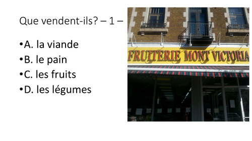 Que vendent-ils? What do these Montreal stores sell? French beginners.