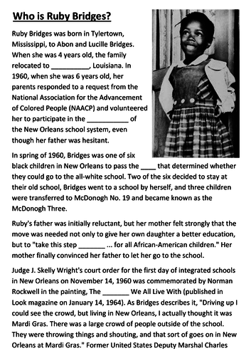 Who is Ruby Bridges cloze activity