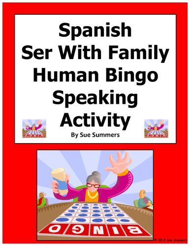Spanish Ser With Family Human Bingo Game Speaking Activity and Written Follow-Up