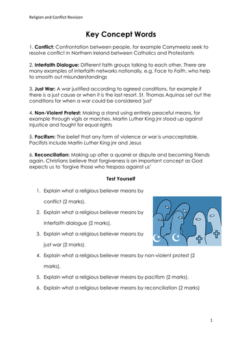 Religion and Conflict Revision Information and Questions with Space for Answers