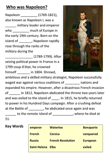Who was Napoleon cloze activity