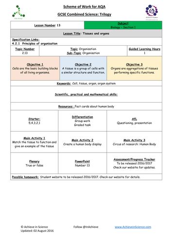 NEW Lesson 13 Body Systems  Biology Combined Science Trilogy (AQA) – Paper 1