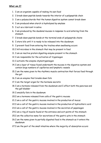 Review of the digestive system quiz