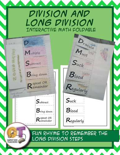 Long division interactive notebook math foldable