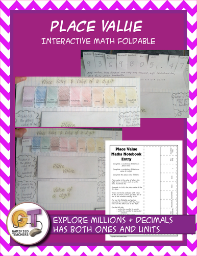 Place Value and value of a digit interactive notebook math foldable