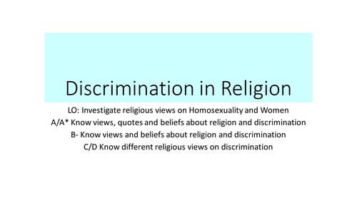 AQA RS GCSE SPEC B Unit 2 Religion and Prejudice - Religion Homosexuality and Sexism