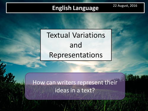 A Level English Language Paper 1 Section A- Variations and Representations- Lexis (Lessons 1 & 2)