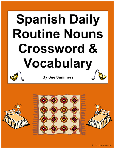 Spanish Daily Routine Crossword Images Word List - Substitute Lesson