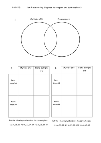 year 3 sorting numbers and properties carroll and venn diagrams