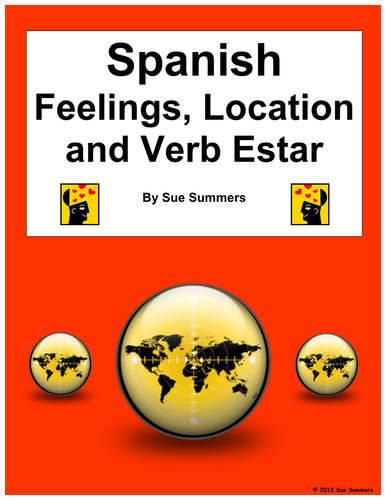 Spanish Verb Estar with Feelings and Location Fill in Blank and Translations