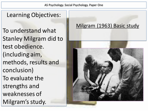 Milgram's basic study of obedience