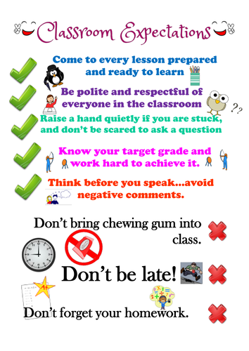 Large scale classroom expectations poster