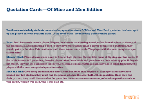 Of Mice & Men Quotation Revision