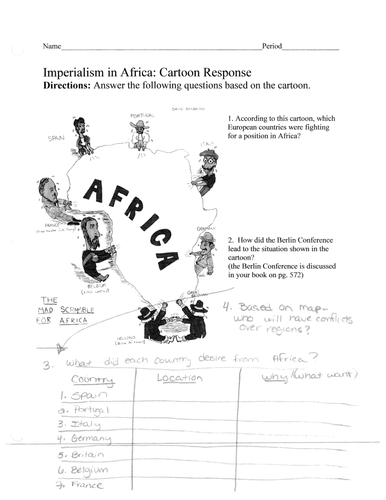 Worksheet 7 2 Imperialism Africa Map Topographic Map Of Usa With States