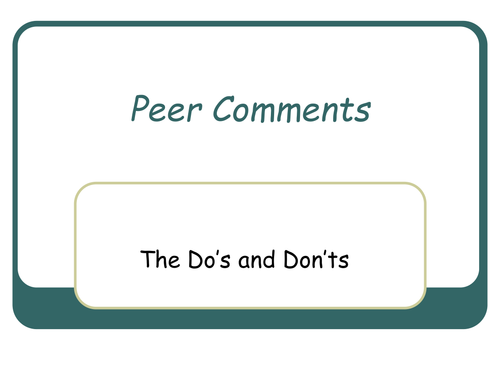 Powerpoint covering key skills in giving peer comments.