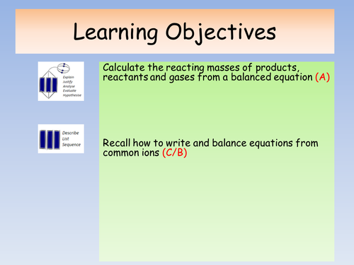 OCR A Level Chemistry A New Spec (from Sept 2015) - Stoichiometry, yield and atom economy lessons