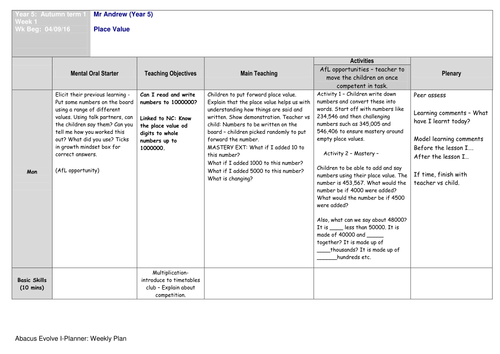 Maths Autumn term Week 1 Place value