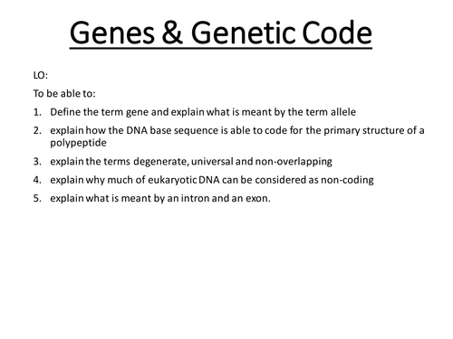 A level biology Genes and Genetic Code AQA Topic 4