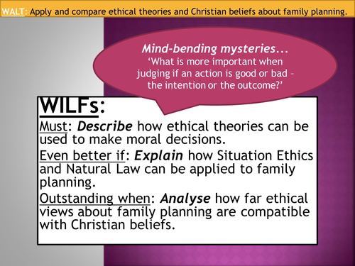 Applying Situation Ethics and Natural Law to Christian family planning