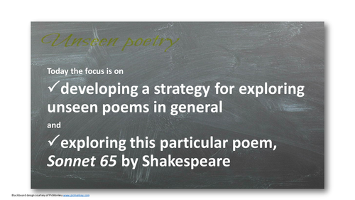Love through the Ages: unseen poetry1 - 'Sonnet 65', AQA A-level particularly; suitable generally