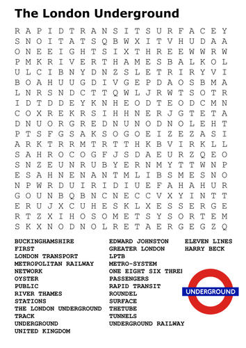 London Underground Word Search