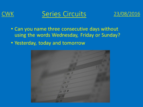 GCSE Physics Series Circuits lesson plan and accompanying presentation