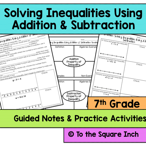 Solving Inequalities Using Addition And Subtraction Notes Teaching Resources