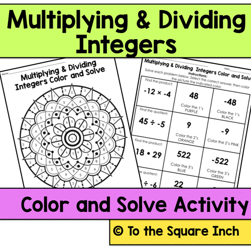 Multiplying And Dividing Integers Color And Solve | Teaching Resources