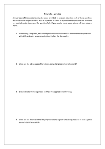 OCR Computer Science 1-9 - Networks - Layering