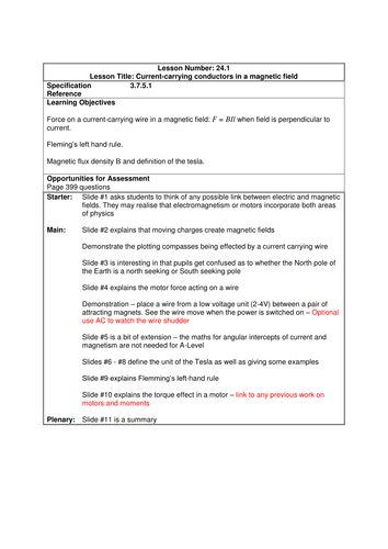 Magnetic field lesson clearance plan