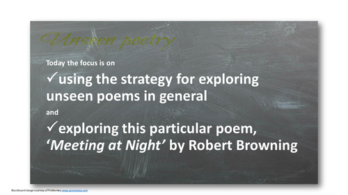 Love through the ages : Unseen poetry 2 - 'Meeting at Night' by Robert Browning; AQA